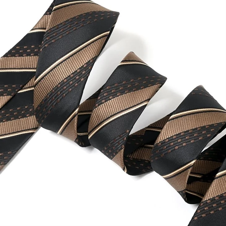 Brown And Black Striped Mens Tie